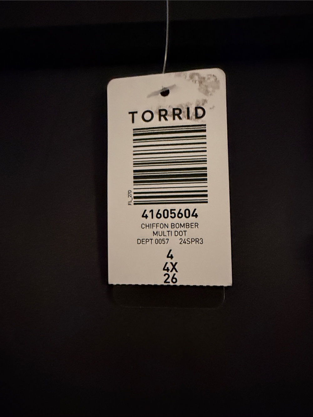 torrid Black Polka Dot Bomber Jacket with White Dots - Picture 3 of 3